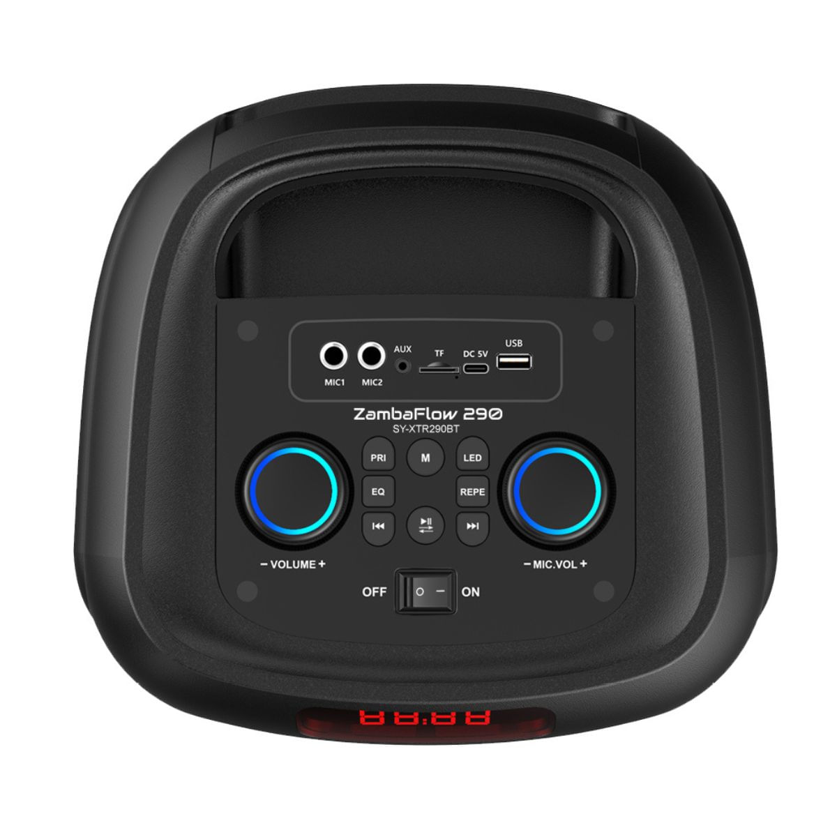 Altavoz-portatil-Sytech-Zamba-Flow-90W-290-Bluetooth-V5.3-con-microfono-y-mando-negro