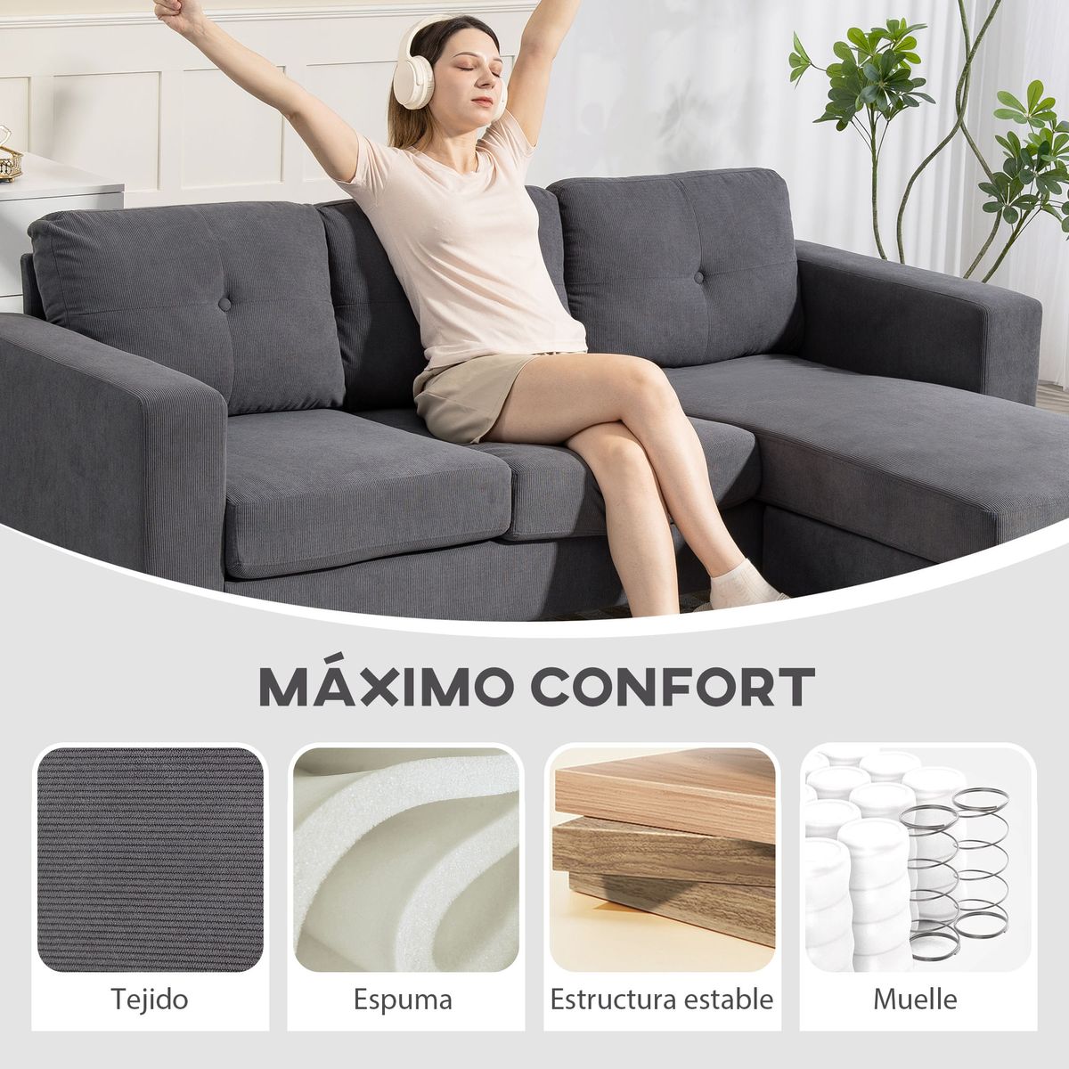 Sofa-chaiselongue-Bosque-Homcom-comodidad