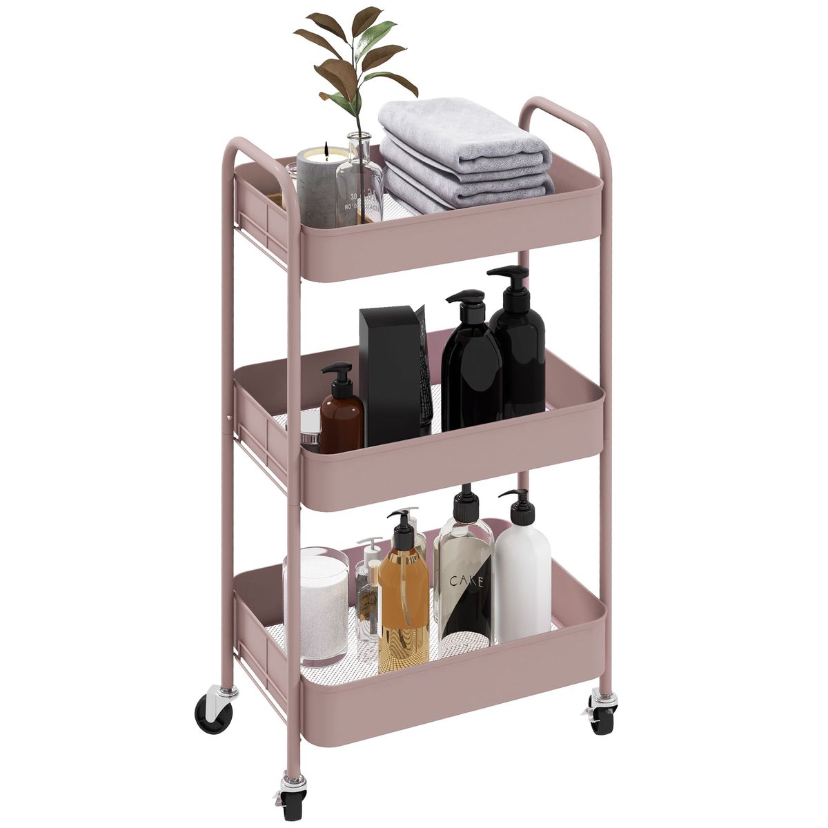 Carrito-auxiliar-Ebro-Homcom-3-estantes-con-ruedas-rosa-79x306x45-cm