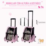 Transportin-Pawhut-2-en-1-carrito-altura-regulable-rosa-55-104x42x25-cm