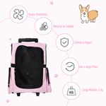 Transportin-Pawhut-2-en-1-carrito-altura-regulable-rosa-55-104x42x25-cm