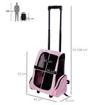Transportin-Pawhut-2-en-1-carrito-altura-regulable-rosa-55-104x42x25-cm
