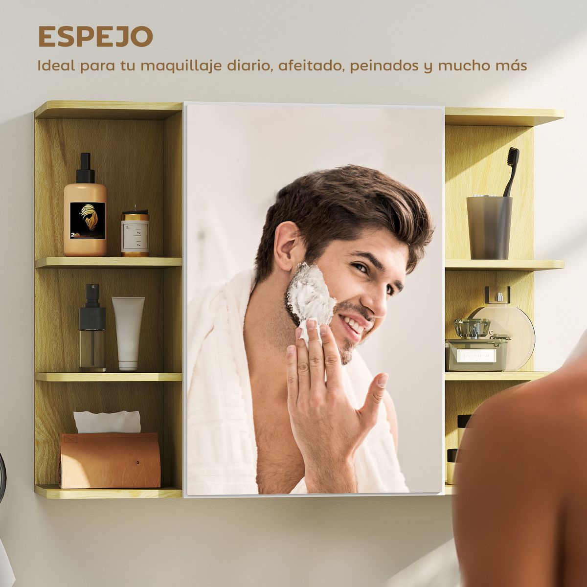 Armario-de-baño-Celeste-Homcom-1-puerta-espejo-6-estantes-abiertos-natural-59x80x20-cm