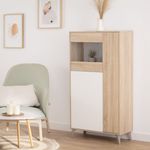 Vitrina-Relax-Plus-3-puertas-con-apertura-tipo-push-roble-canadian-blanco-artik-142x77x33-cm-ambientada