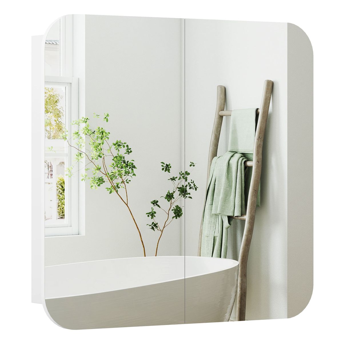 Armario-de-baño-Arona-Homcom-2-puertas-con-espejo-blanco-66x13x68-cm
