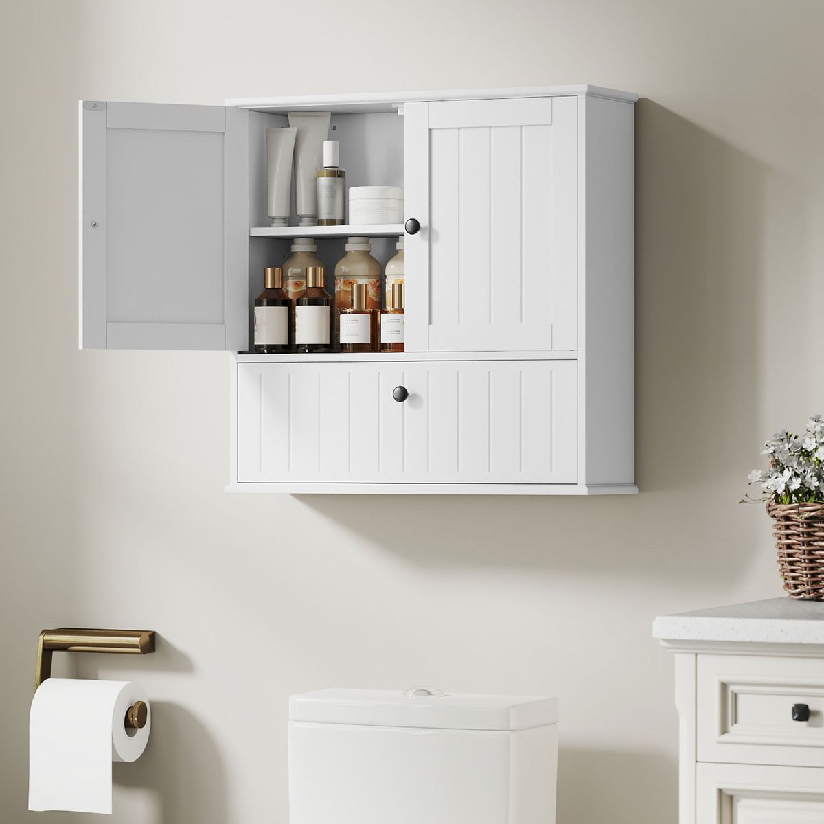 Mueble-de-baño-Brisa-Homcom-3-puertas-blanco-60x195x60-cm