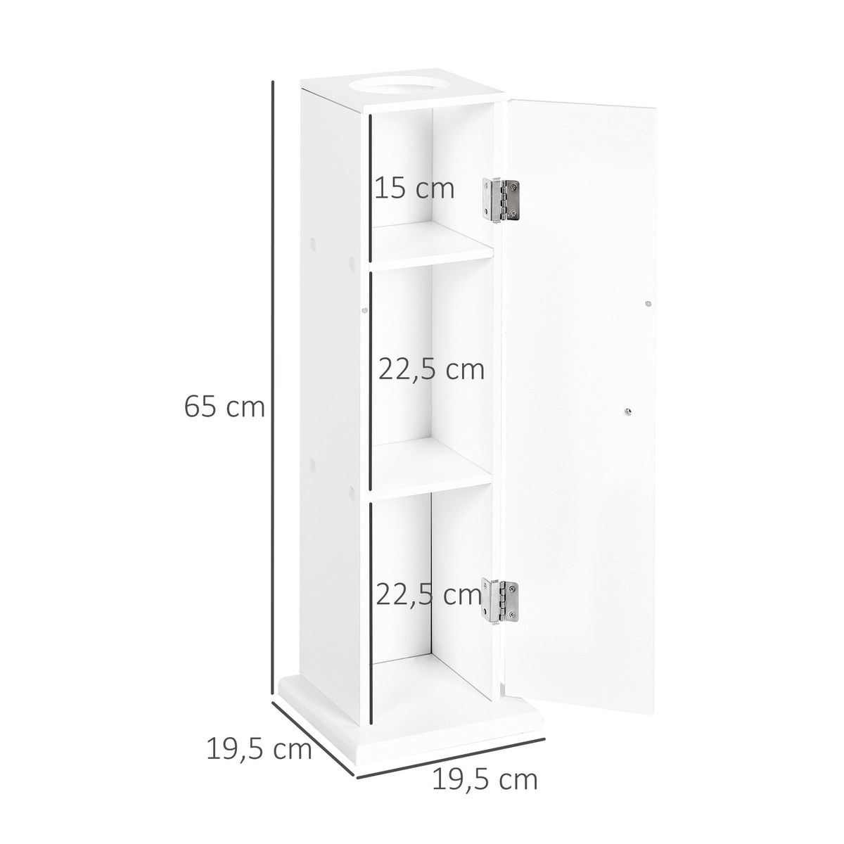 Mueble-de-baño-Monica-Homcom-1-puerta---orificio-superior-blanco-65x195x195-cm-