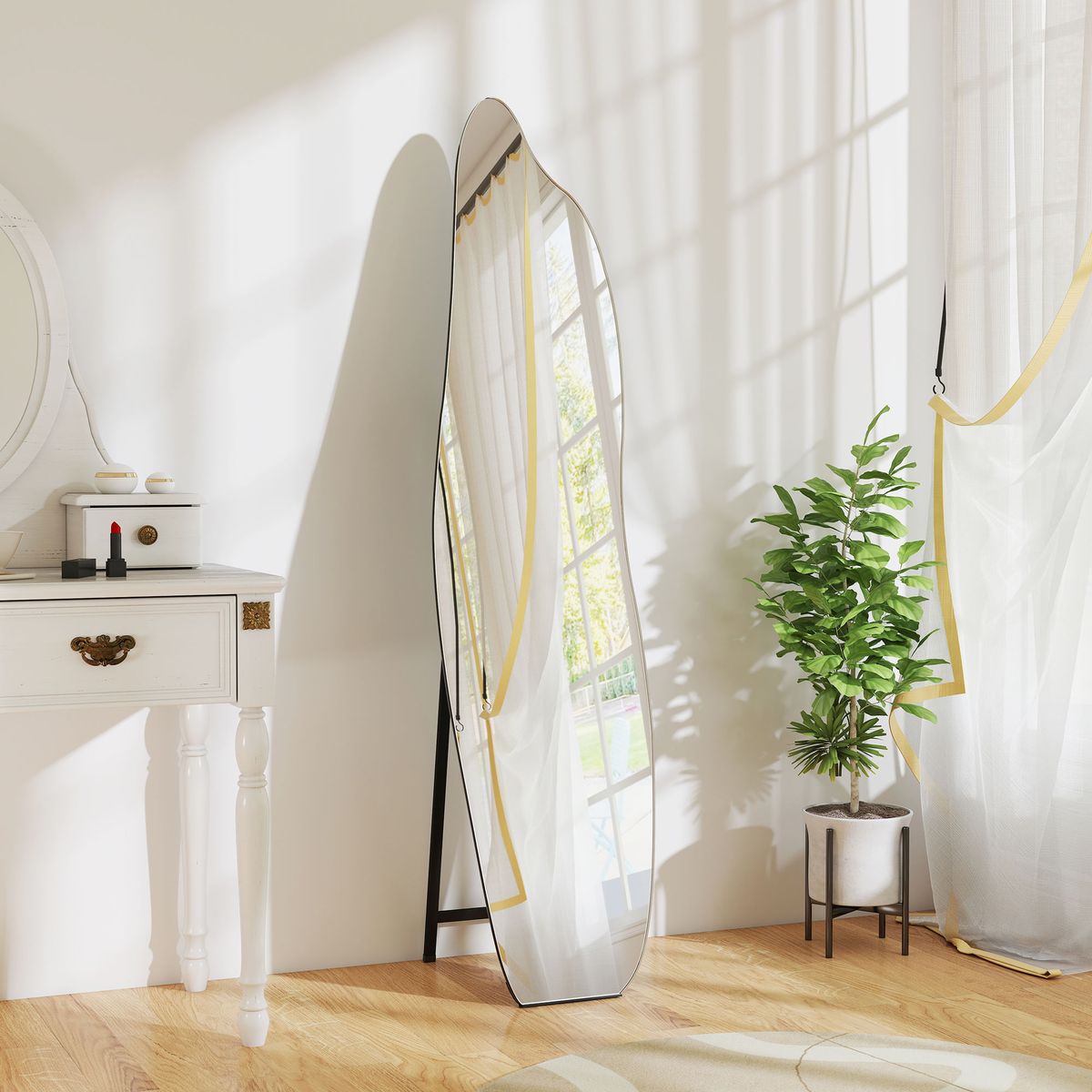 Espejo-de-pie-Aria-Homcom-irregular-negro-160x40-cm