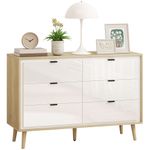 Comoda-Aria-Homcom-6-cajones-blanco-roble-75x110x40-cm