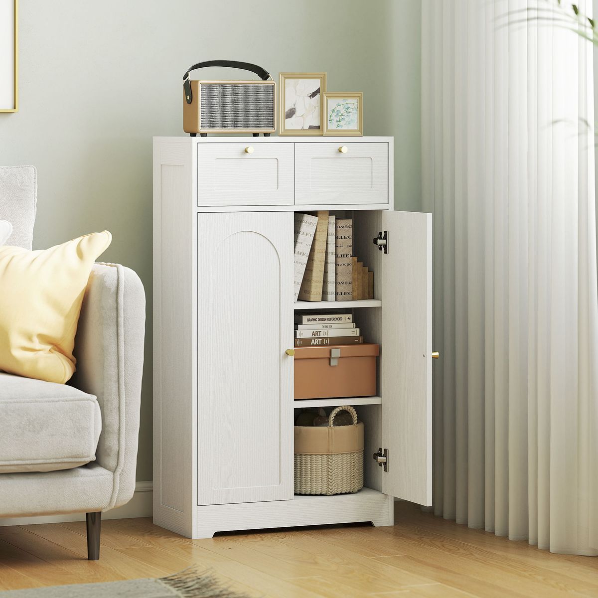 Armario-de-baño-Max-Homcom-2-puertas---2-cajones-blanco-108x30x60-cm-