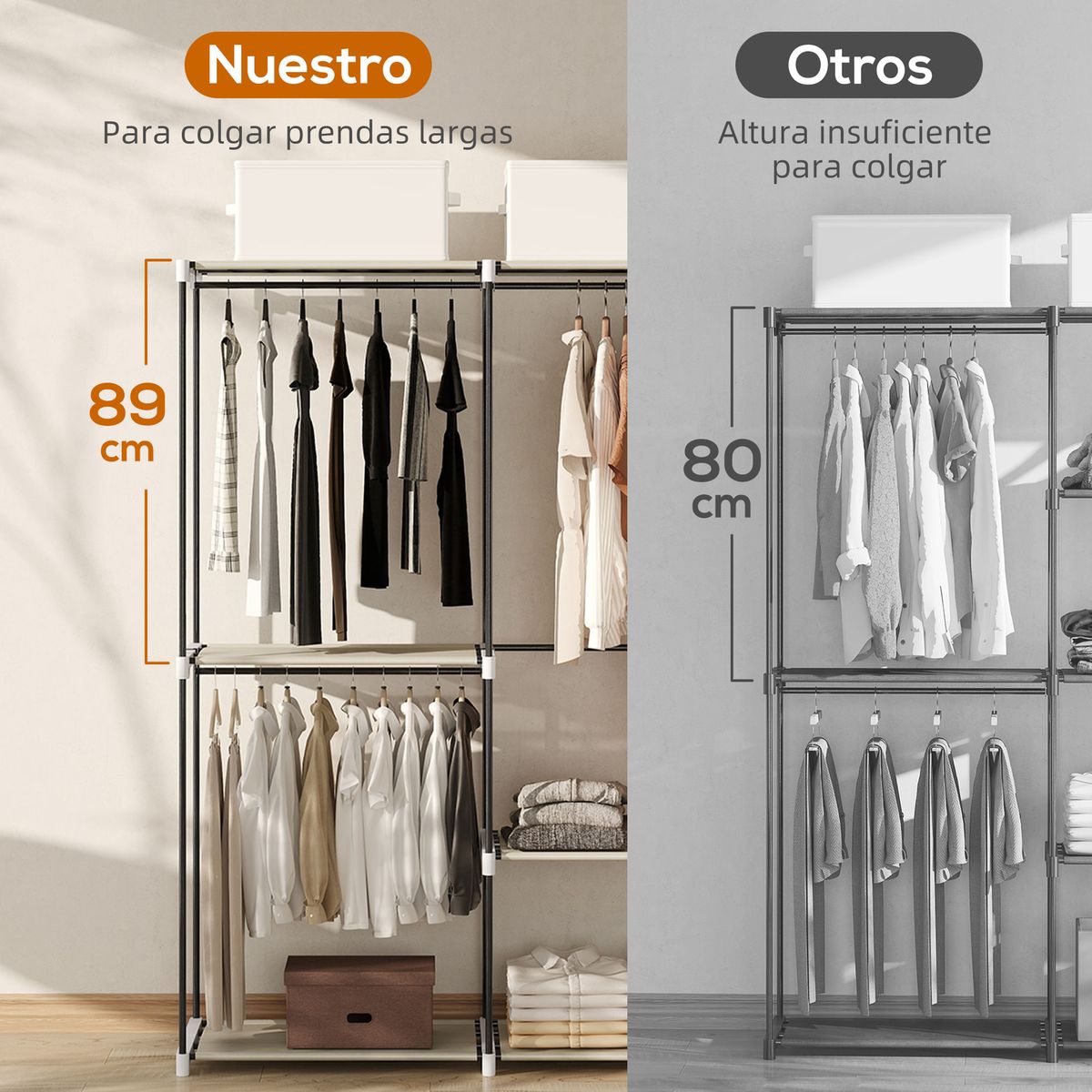 Armario-Yasmine-Homcom-4-estantes-crema-185x142x43-cm