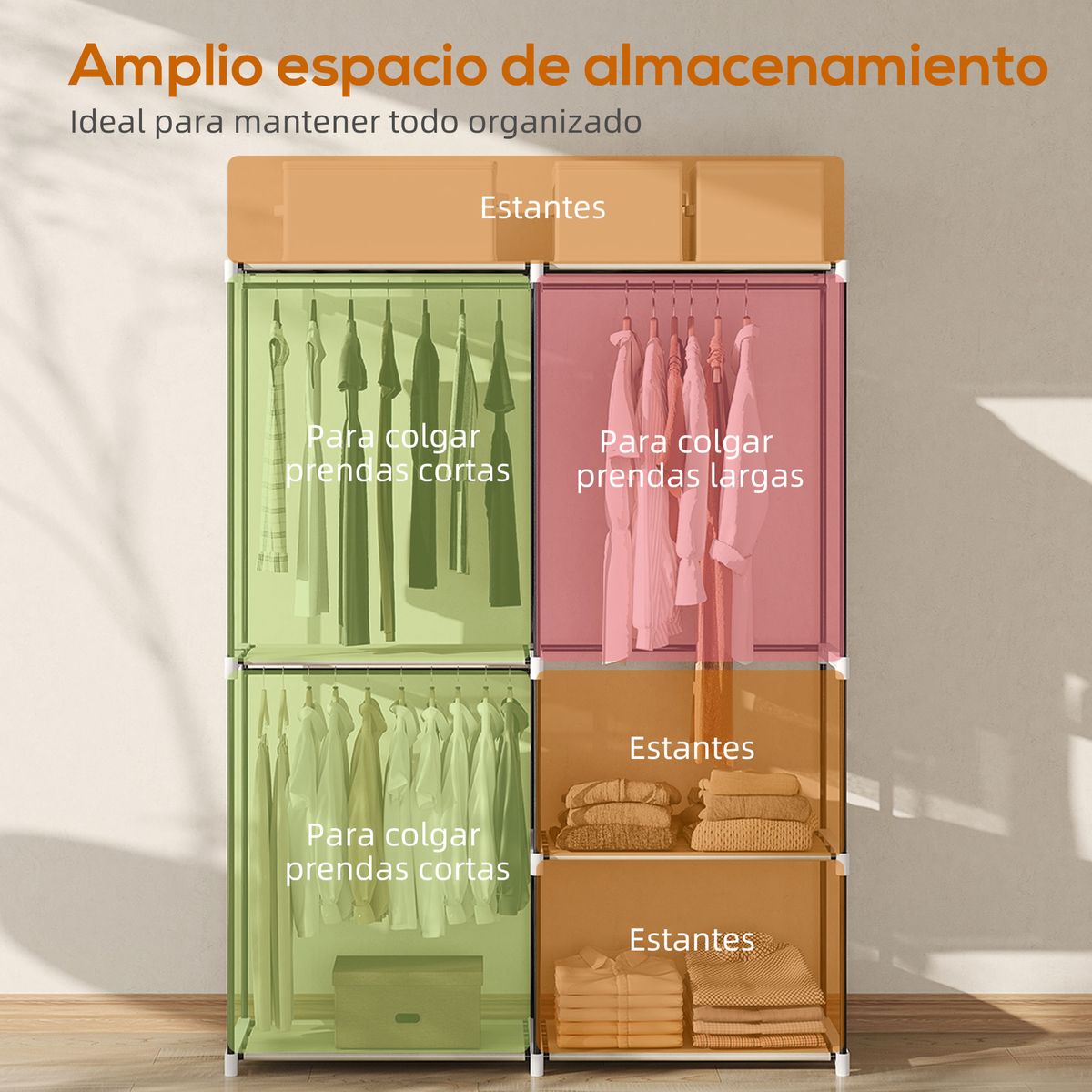 Armario-Yasmine-Homcom-4-estantes-crema-185x142x43-cm
