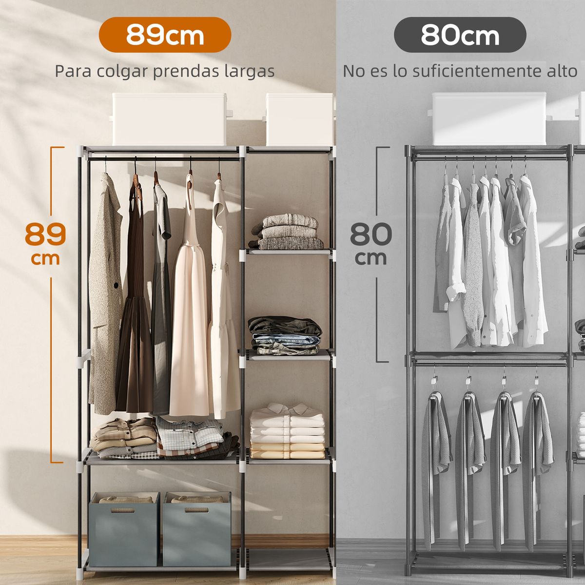 Armario-Liora-Homcom-8-estantes-gris-claro-185x43x182-cm