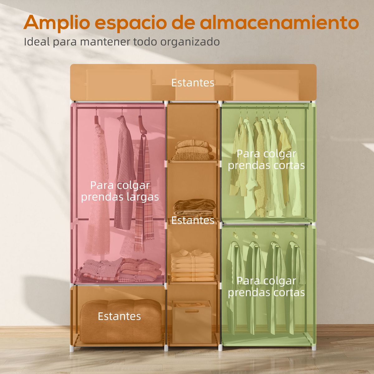 Armario-Liora-Homcom-8-estantes-gris-claro-185x43x182-cm