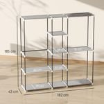 Armario-Liora-Homcom-8-estantes-gris-claro-185x43x182-cm