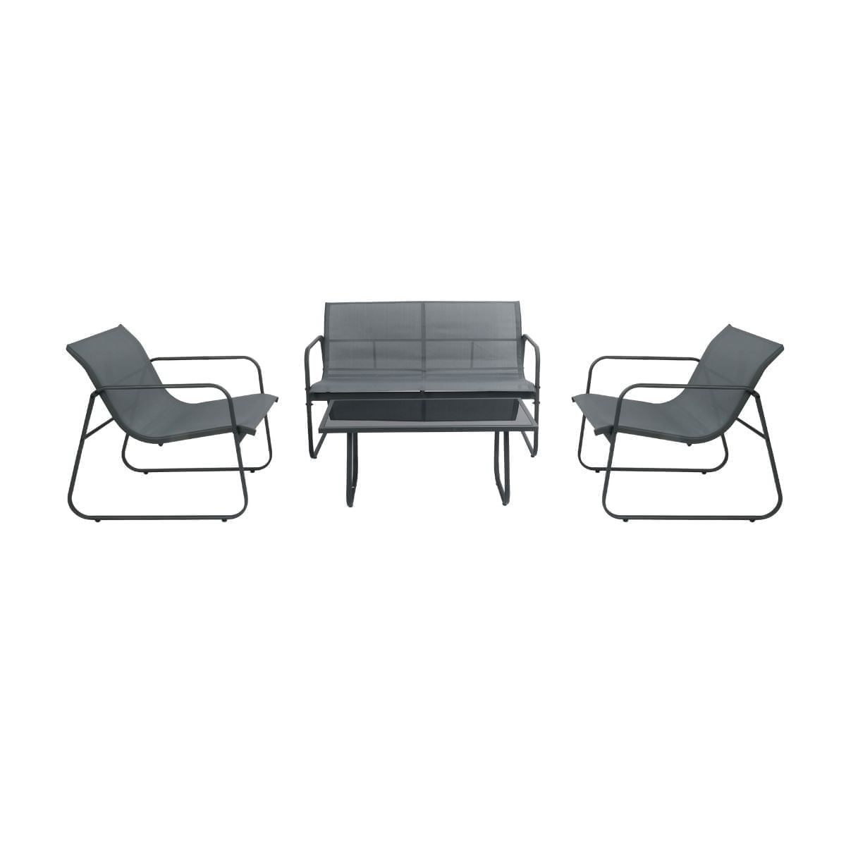 Conjunto-de-jardin-Lazio-sofa-doble---2-sillas---mesa-gris-negro