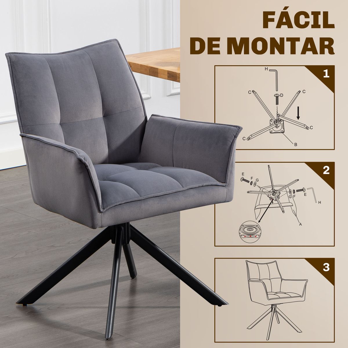 Pack-de-2-sillas-Velvet-Homcom-respaldo-acolchado-gris-85x64x63-cm-