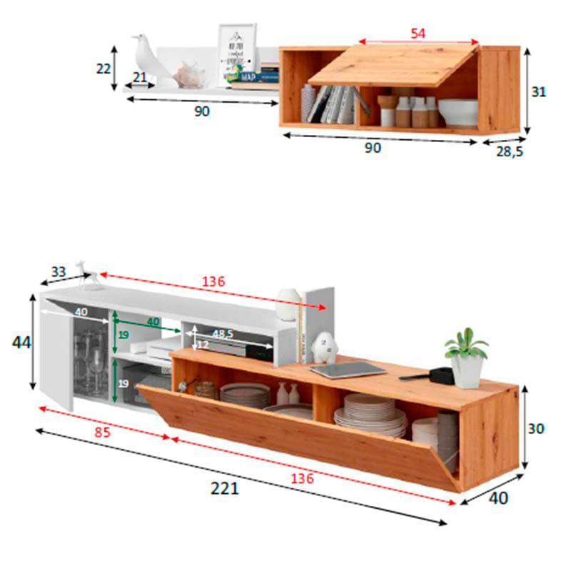 Composicion-de-salon-Nexo-Plus-mueble-TV-modulo-flotante-roble-nodi-blanco-artik