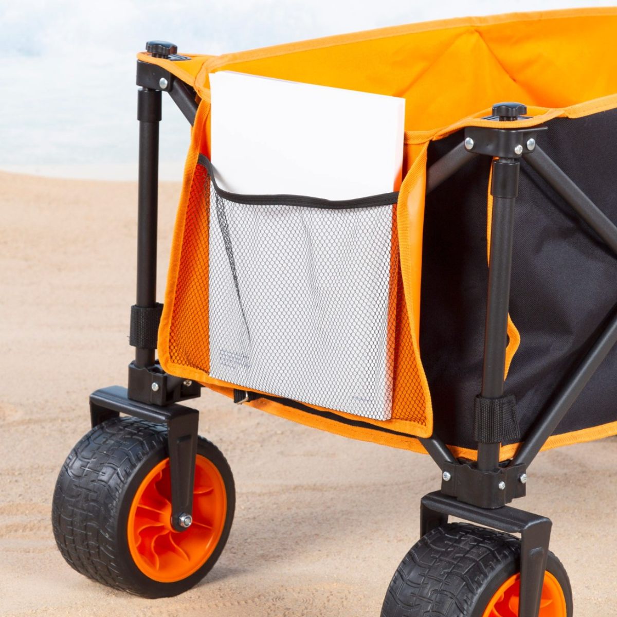 Carro-de-playa-Aktive-100kg-plegable-con-ruedas-giratorias-naranja-53x98x56-cm-