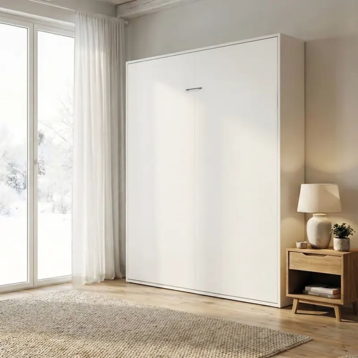 Cama-abatible-vertical-Lizzy-con-somier-blanco-135x190