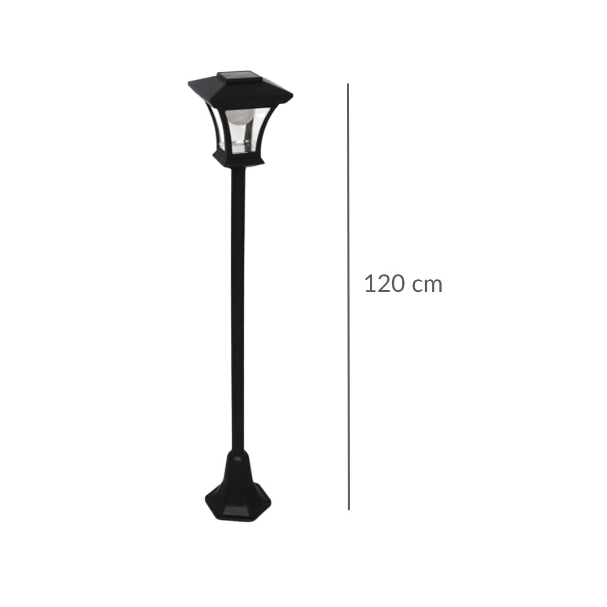 Farola-Milo-10-LED-carga-solar-negro-120-cm-