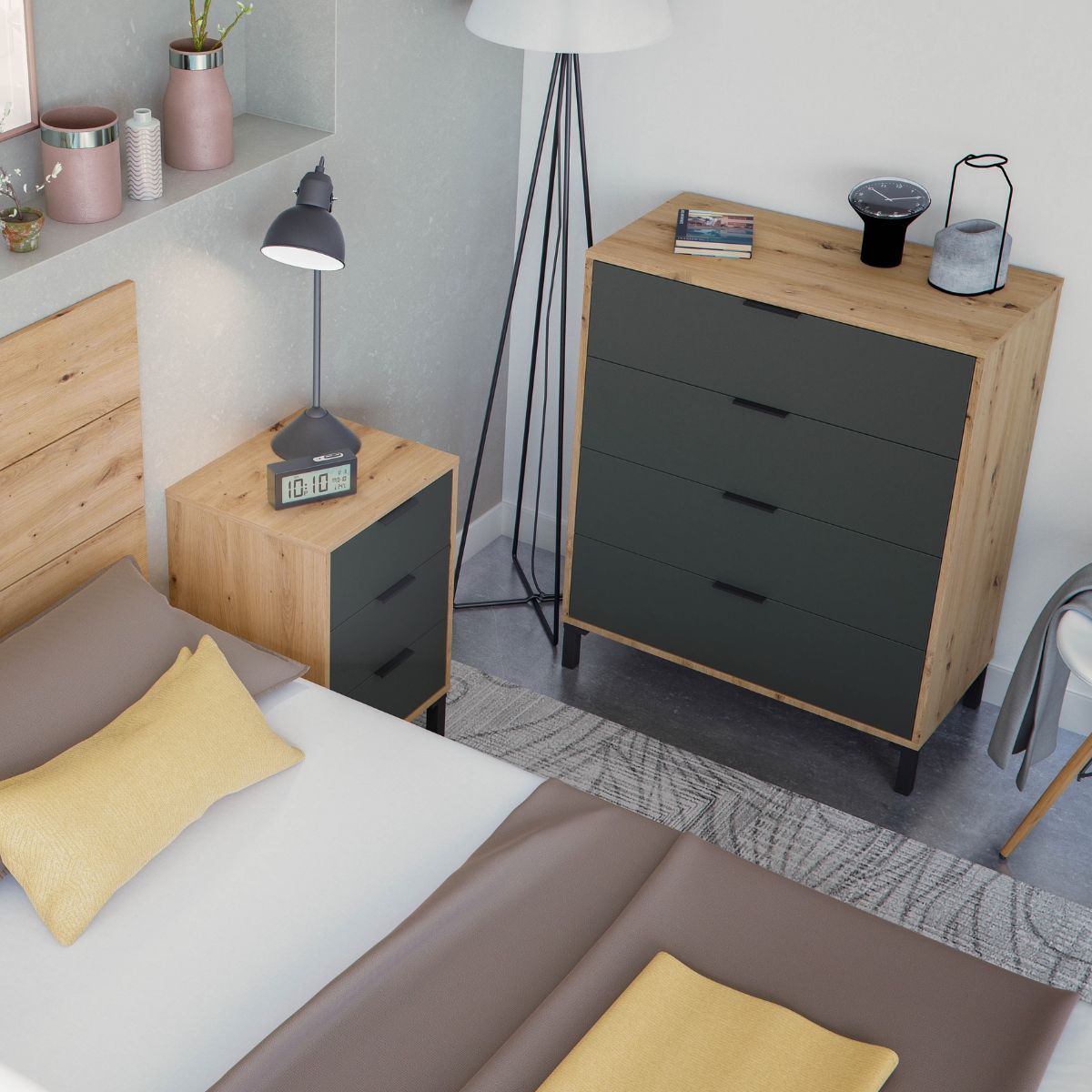Comoda-Enzo-4-cajones-roble-grafito-94x775x40-cm-animada