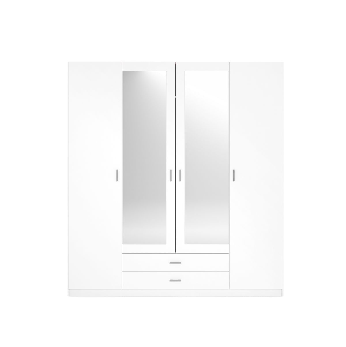 Armario-Roma-4-puertas-abatibles-con-2-cajones-blanco-mate-2155x198x526-cm-frontal