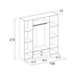 Armario-Roma-4-puertas-abatibles-con-2-cajones-blanco-mate-2155x198x526-cm-medidas