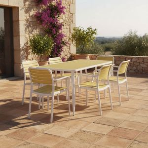 Silla de exterior Calpe blanco/natural 80,5x53,5x41 cm