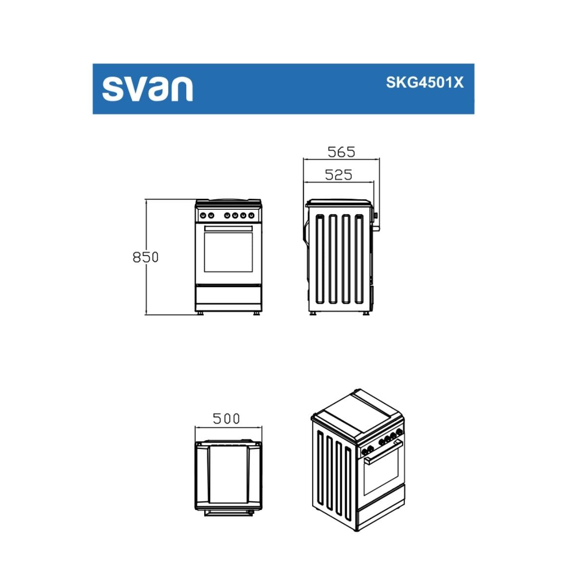 Cocina-de-gas-Svan-SKG4501-X-4-zonas-43L-seguridad-Safe-Shut-inox-50-cm