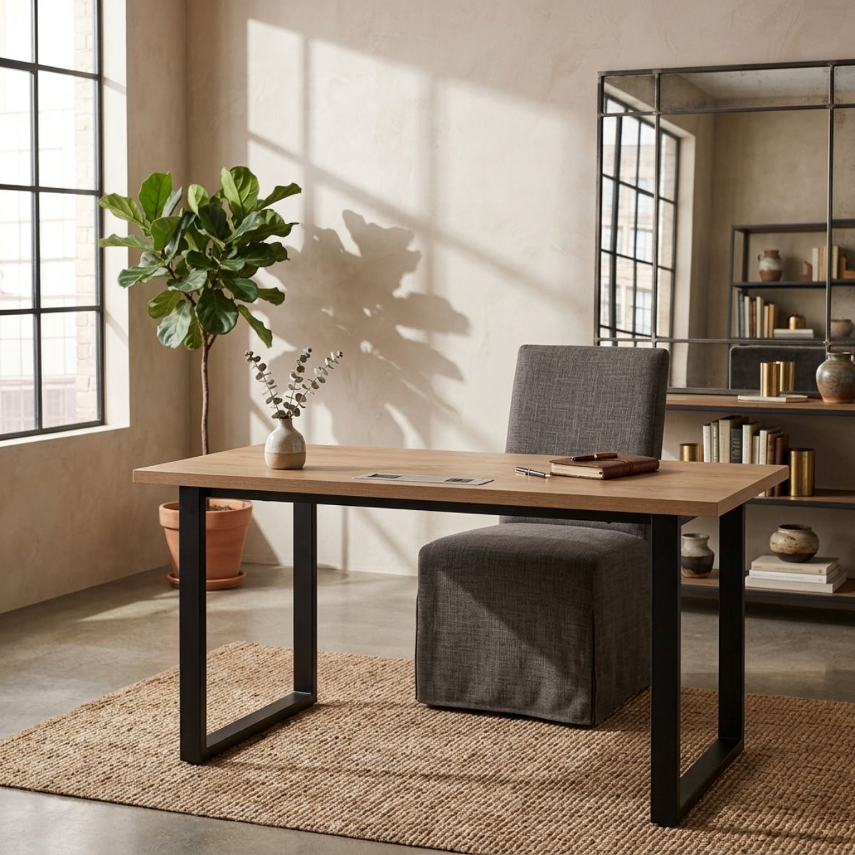 Mesa-de-comedor-Cinnamon-diseño-fijo-natural-negro-76x140x90-cm