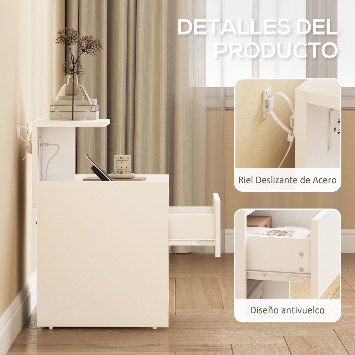 Mesita-de-noche-Jonh-Homcom-1-cajon---3-compartimentos-blanco-60x40x40-cm-