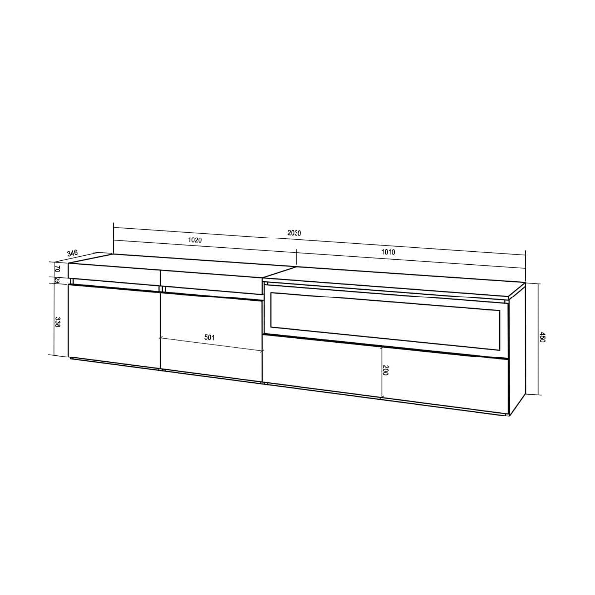 Mueble-de-TV-Kroma-flotante-3-puertas-con-chimenea-derecha-roble-45x203x346-cm-