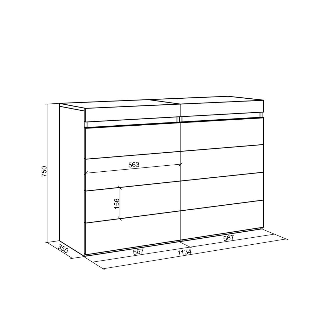 Comoda-Kroma-con-8-cajones-blanco-75x1134x35-cm