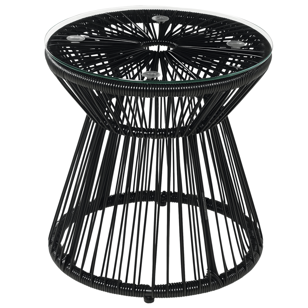 Mesa-auxiliar-Paradise-Outsunny-encimera-de-cristal-negro-Ø40x42-cm