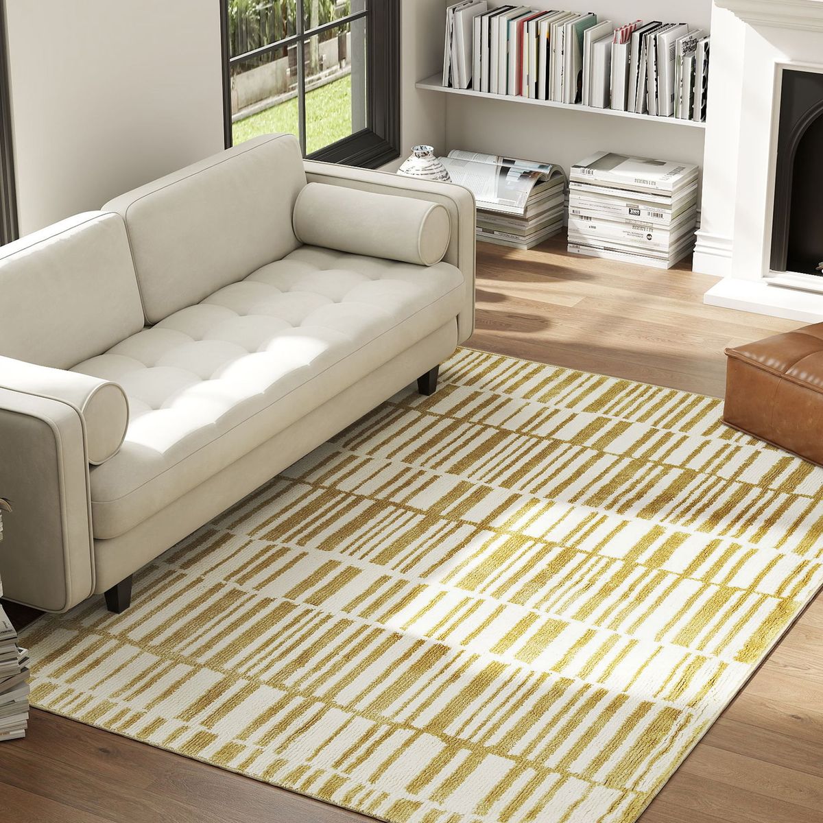 Alfombra-Alma-Homcom-pelo-corto-diferentes-diseños-beige-15x170x120-cm