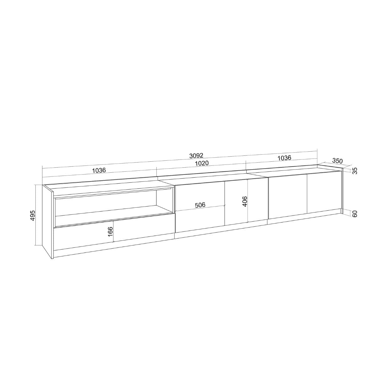 Mueble-de-TV-Kroma-5-puertas-con-estante-a-la-izquierda-blanco-roble-50x310x37-cm-