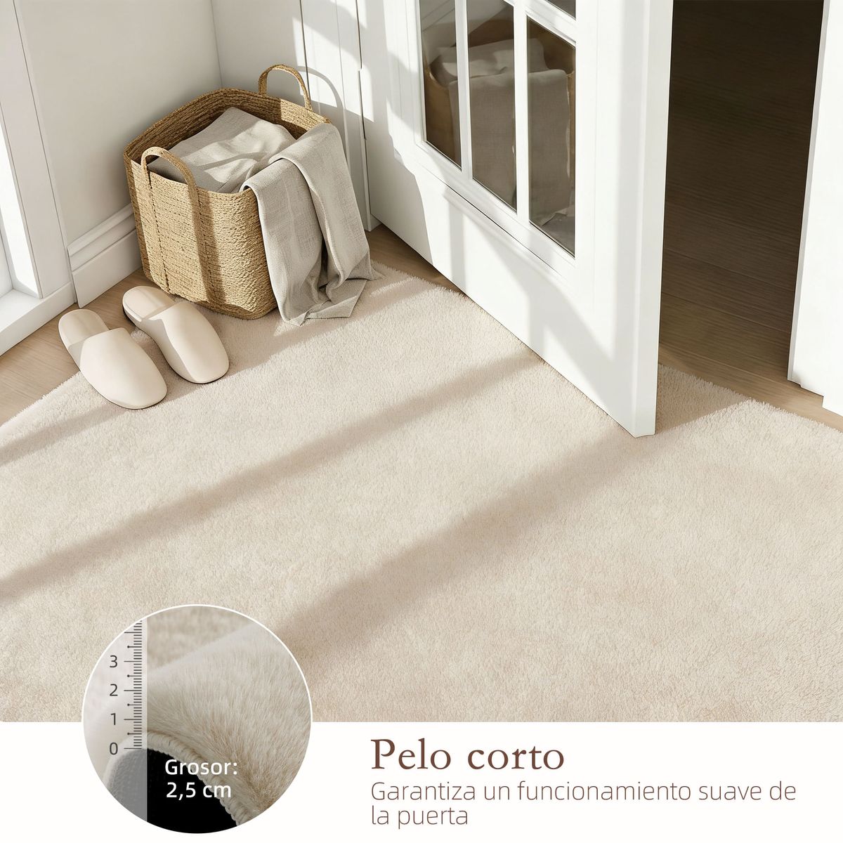 Alfombra-Destiny-Homcom-pelo-largo-crema-25x230x160-cm