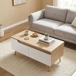 Mesa-de-centro-Mistral-Homcom-2-cajones-natural-blanco-46x100x50-cm