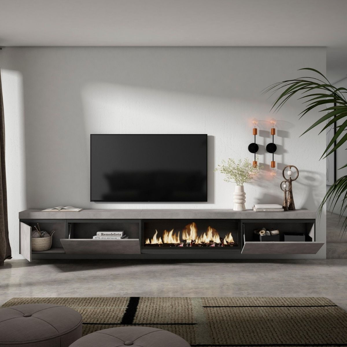 Mueble-de-TV-modelo-Kroma-flotante-3-puertas-con-chimenea-centro-derecha-45x318x35-cm