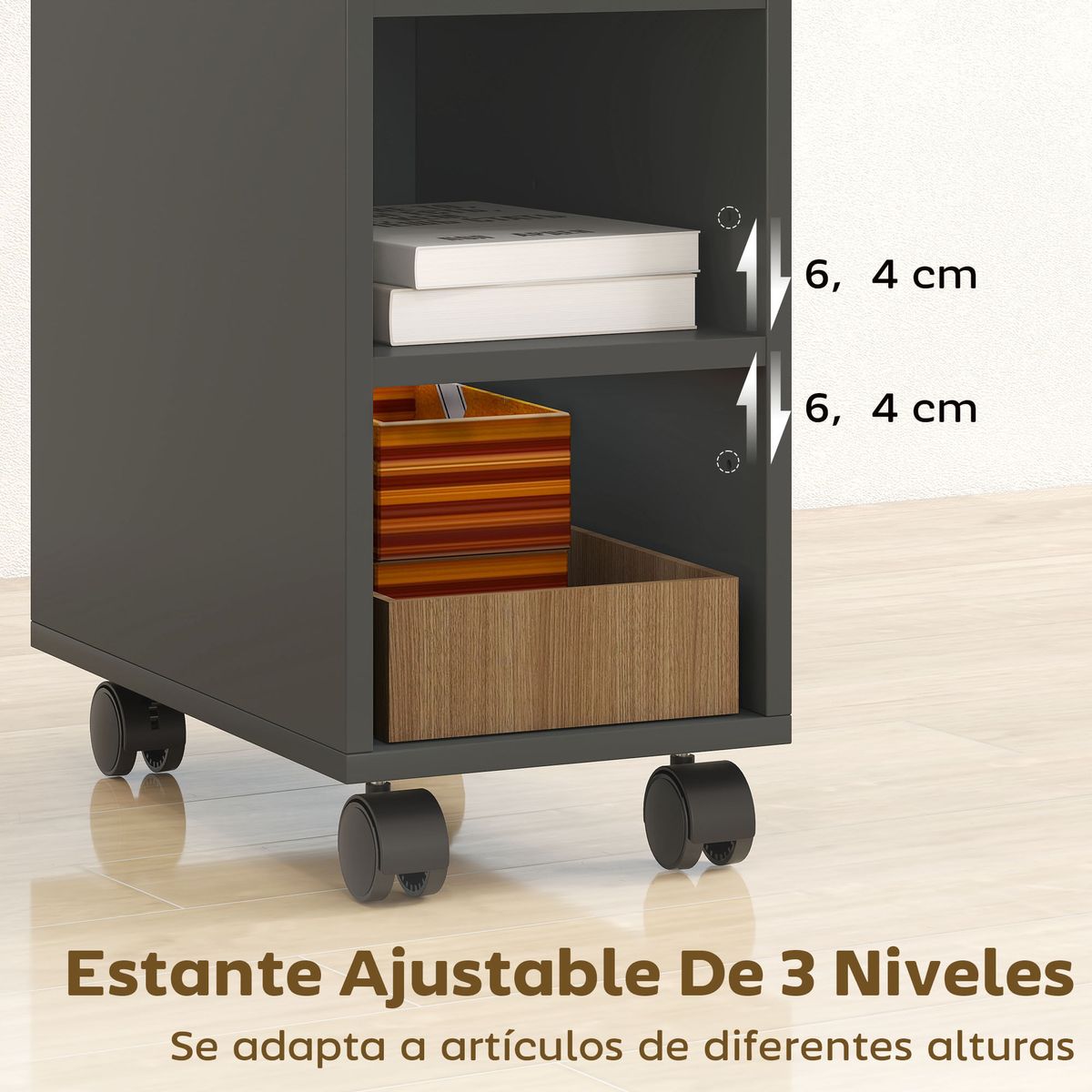 Cajonera-Bona-Homcom-2-estantes---compartimento-oculto-negro-70x25x45-cm