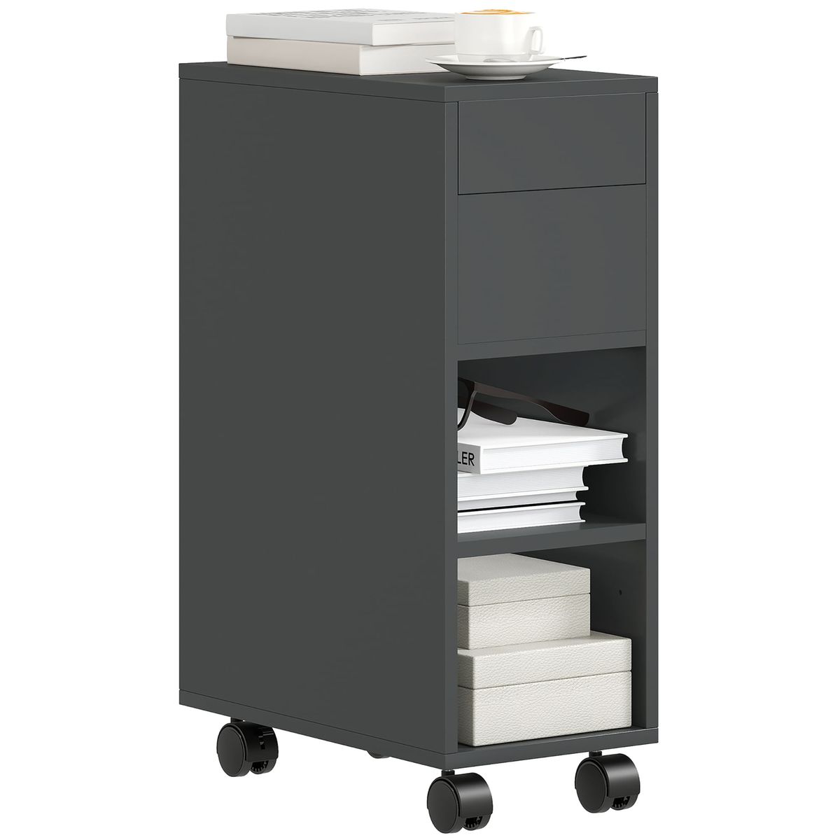 Cajonera-Bona-Homcom-2-estantes---compartimento-oculto-negro-70x25x45-cm