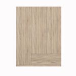 Armario-Rocaya-3-puertas-batientes-y-2-cajones-natural-200x180x51-cm