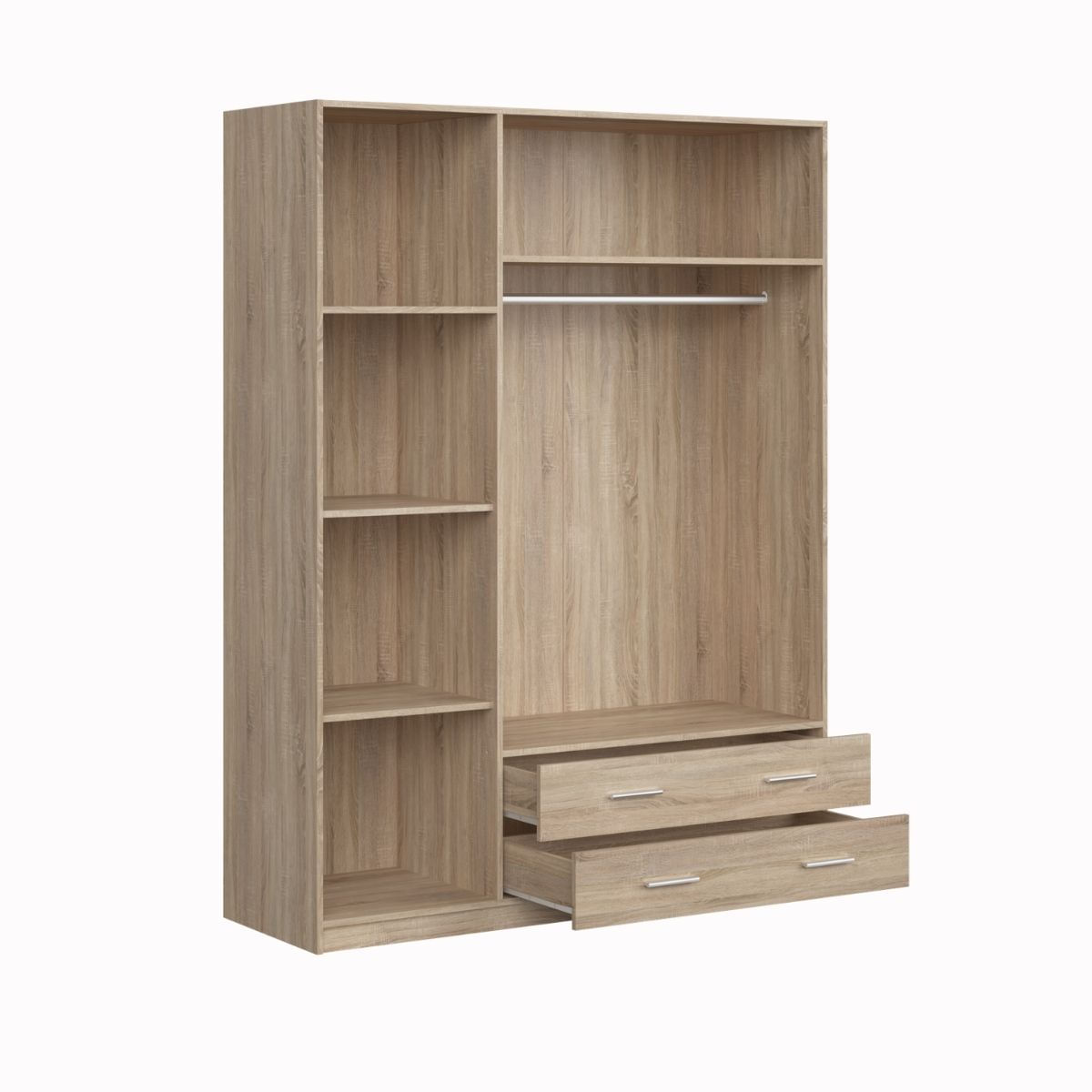 Armario-Rocaya-3-puertas-batientes-y-2-cajones-natural-200x180x51-cm