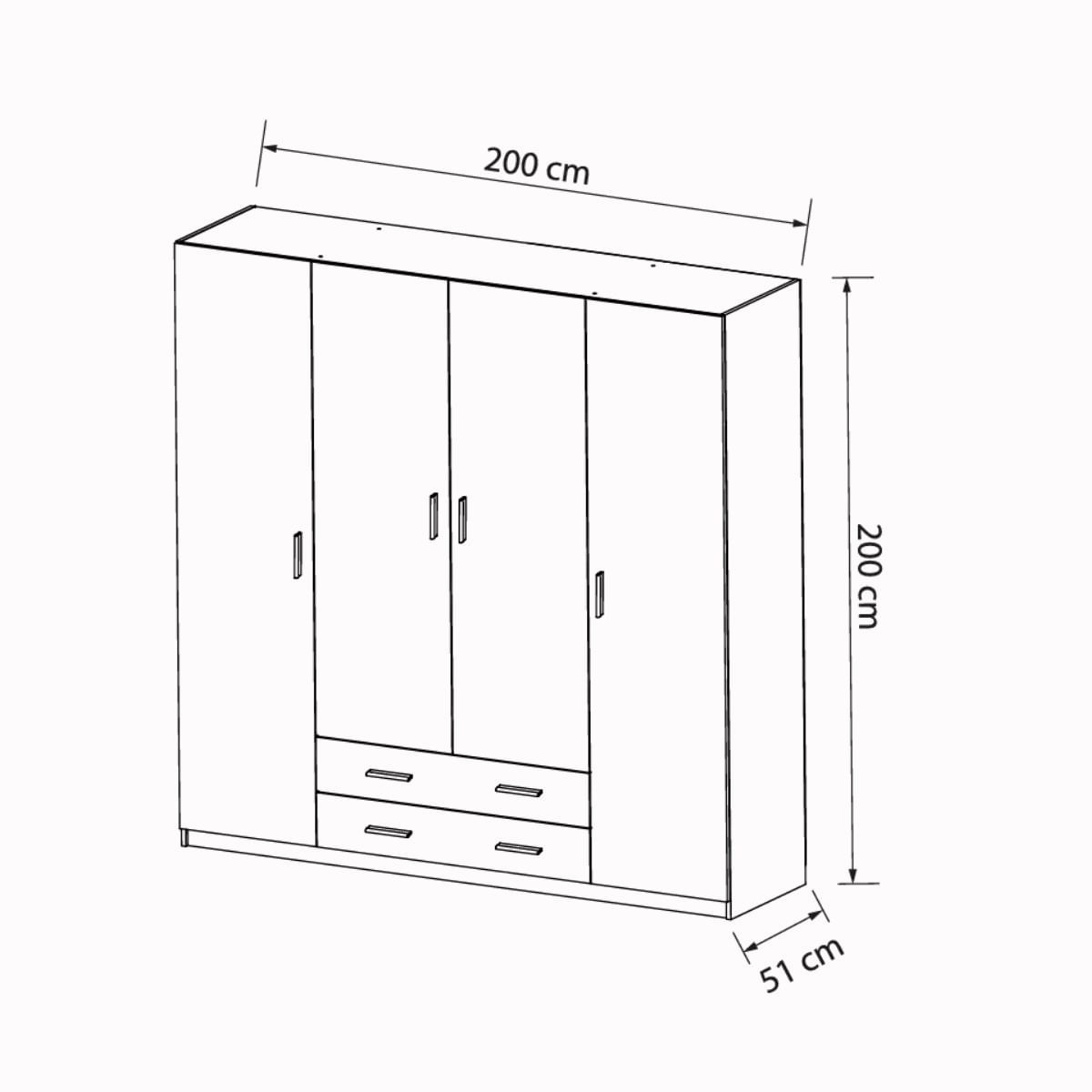 Armario-Nuvem-4-puertas-batientes-y-2-cajones-natural-200x200x51-cm