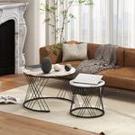 Set-de-2-mesas-nido-Siri-Homcom-diseño-redondo-gris-negro
