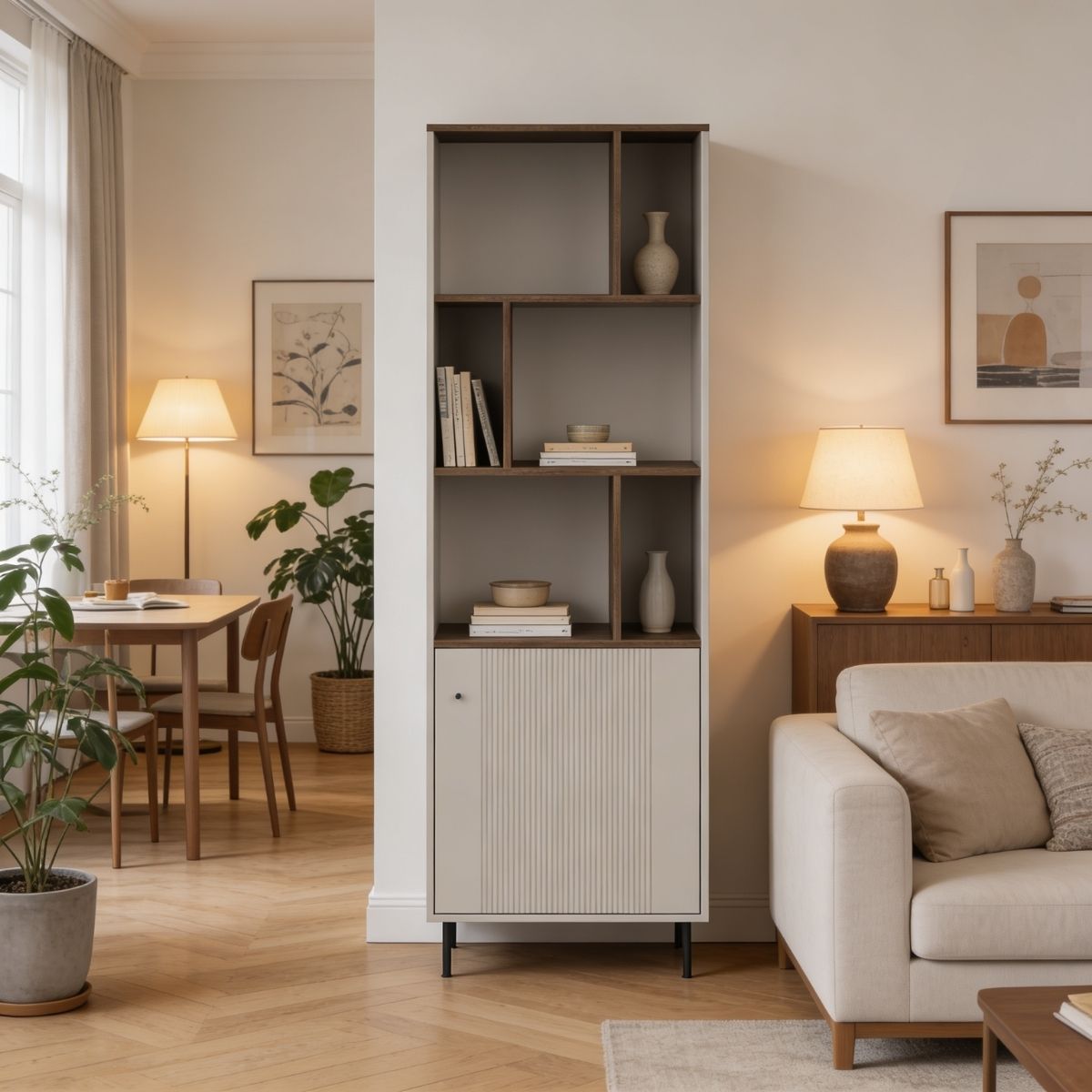 Estanteria-Virelli-6-compartimentos-con-puerta-natural-1946x634x40-cm