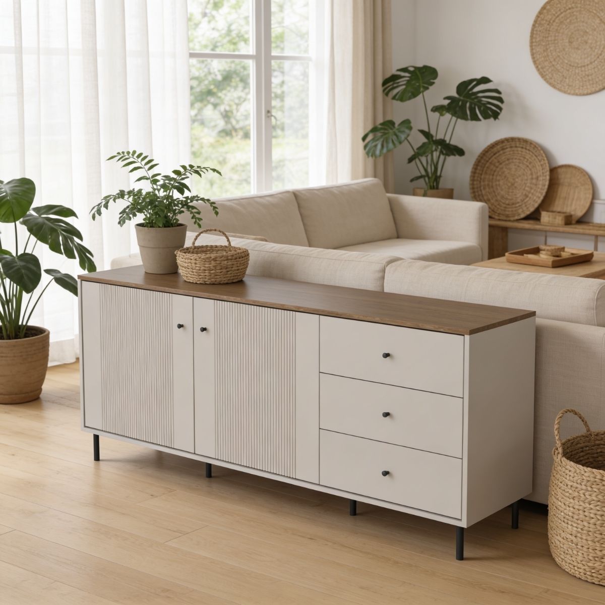 Aparador-Komando-2-puertas-y-3-cajones-natural-752x1834x40-cm