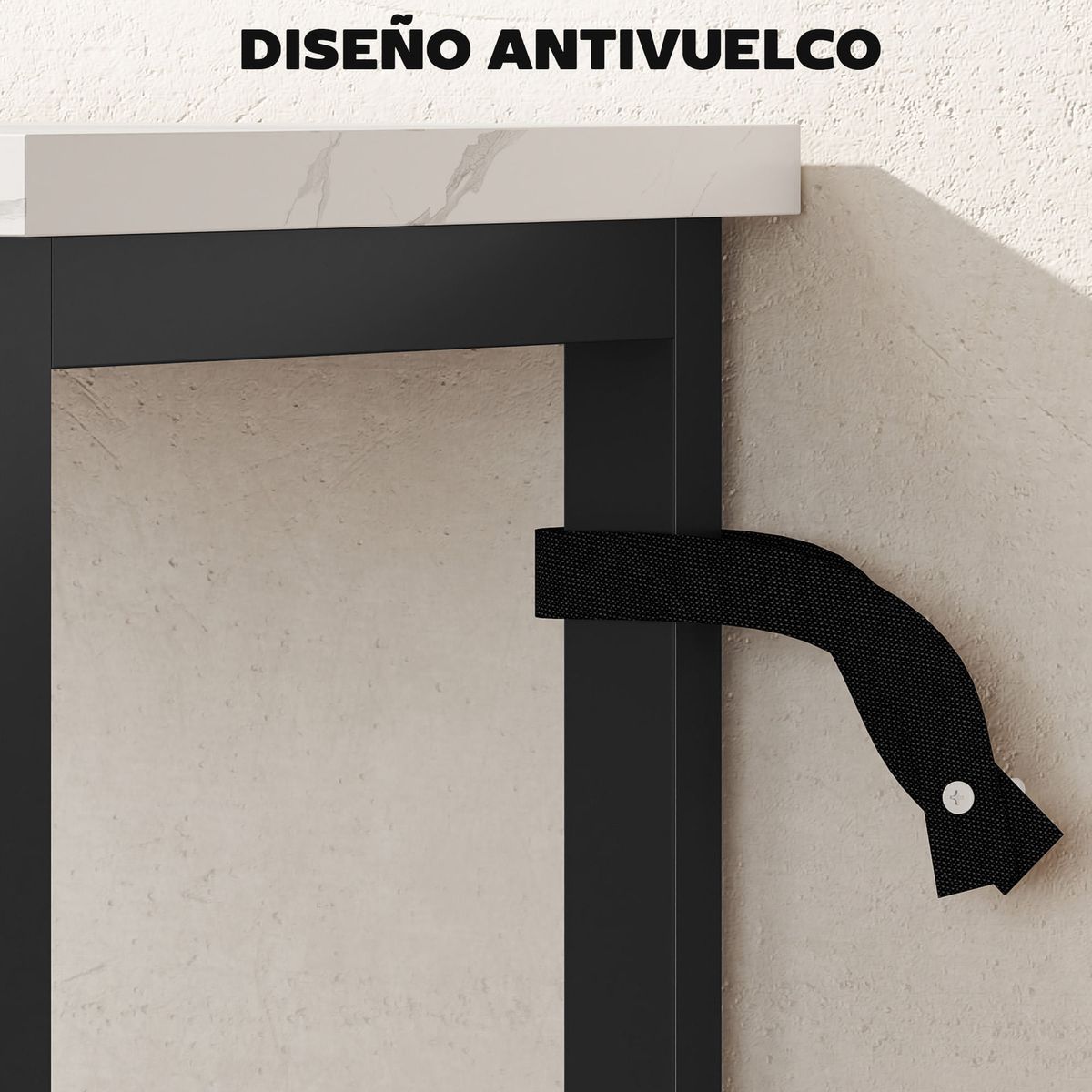 Consola-Perla-Homcom-con-2-estantes-negro-blanco-81x100x30-cm