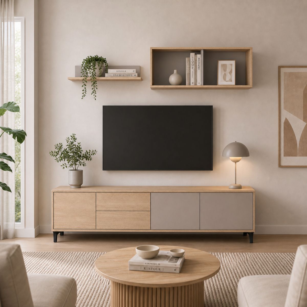 Composicion-de-salon-Myra-mueble-de-TV-y-modulo-superior-blanco-natural